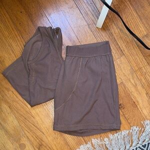 Brown Tank Top and Skirt Set